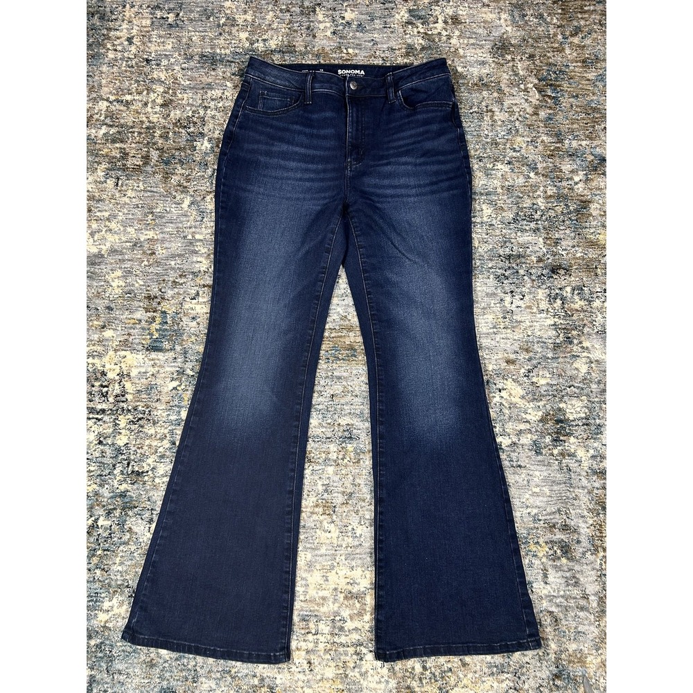 Sonoma Goods For Life Flare Leg High Rise Blue Jeans Women's Size 12